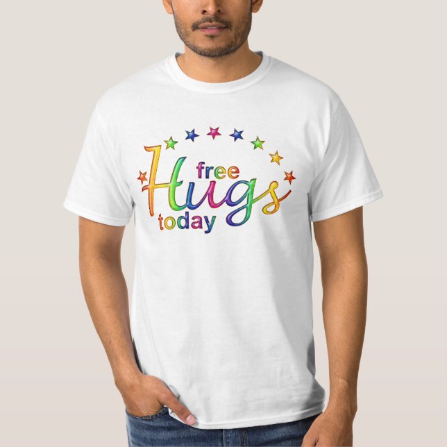 Camiseta FREE HUGS HOY - brillo de estrellas (Anverso)