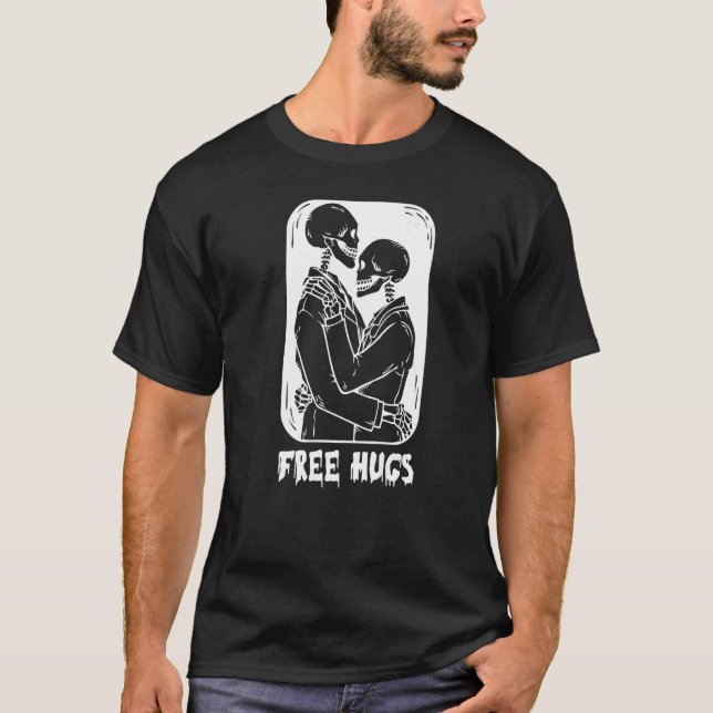 Camiseta Free Hugs Kiss Skeleton Men Gay Skeletons Hug (Anverso)