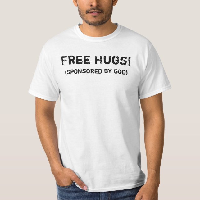 Camiseta Free Hugs! (Sponsored by God) (Anverso)