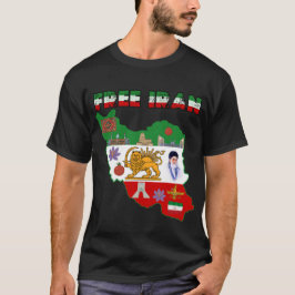 Camiseta Free Iran Map – Persian Lion and Sun Iranian Shirt