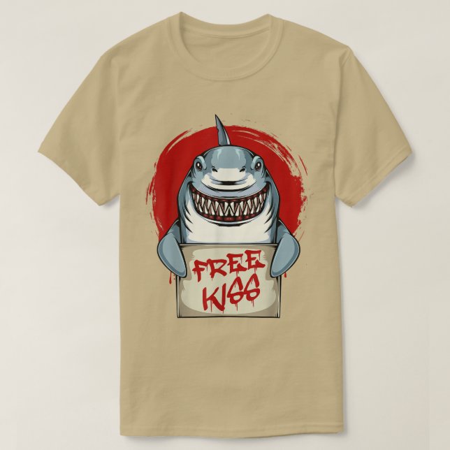 Camiseta Free Kiss Funny Shark Teeth Week Bite Teeth Great  (Diseño del anverso)