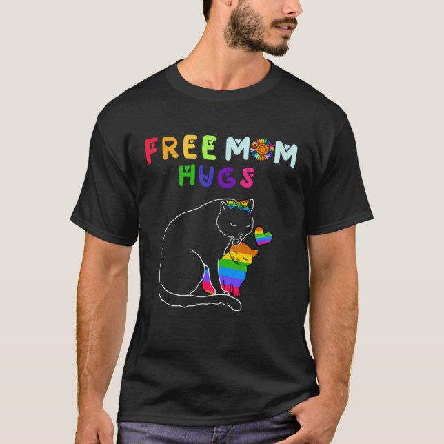 Camiseta Free Mom Hugs Cat LGBT (Anverso)