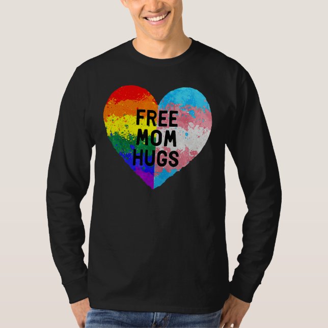 Camiseta Free Mom Hugs Gay Pride Transgender Rainbow Flag (Anverso)