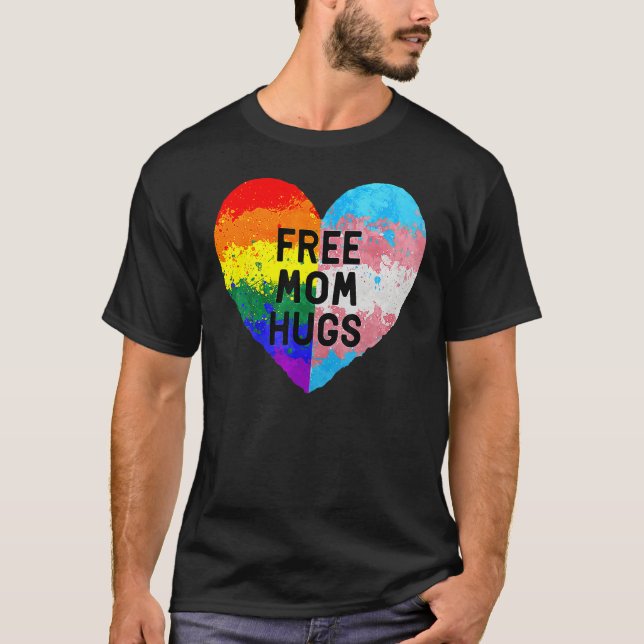 Camiseta Free Mom Hugs Gay Pride Transgender Rainbow Flag (Anverso)