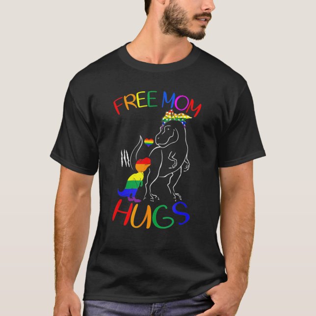 Camiseta Free Mom Hugs LGBT Pride Mama Dinosaur Rex LGBT Pr (Anverso)
