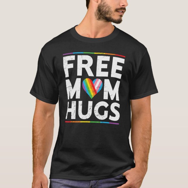 Camiseta Free Mom Hugs LGBT Pride Parades rainbow transgend (Anverso)