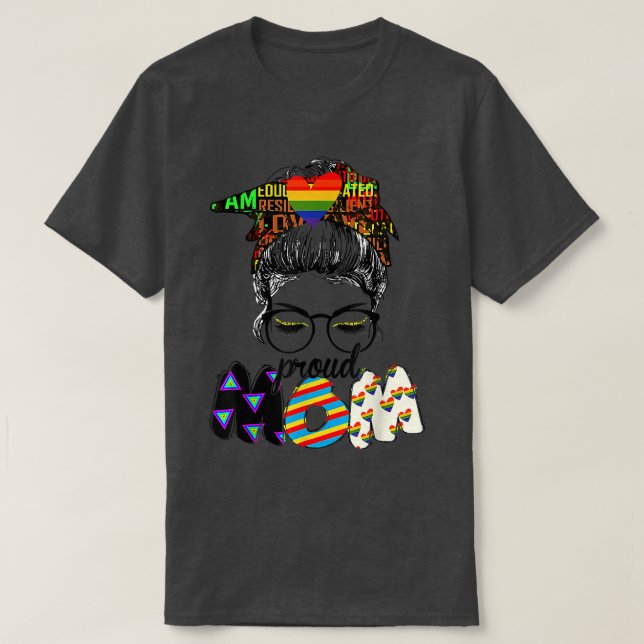 Camiseta Free Mom Hugs Messy Bun LGBT Pride Sun Rainbow Tea (Diseño del anverso)
