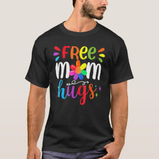 Camiseta Free Mom Hugs Rainbow Heart LGBT Pride Month