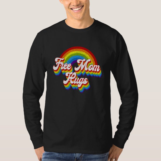 Camiseta Free Mom Hugs Rainbow Retro LGBT Flag LGBT Pride M (Anverso)