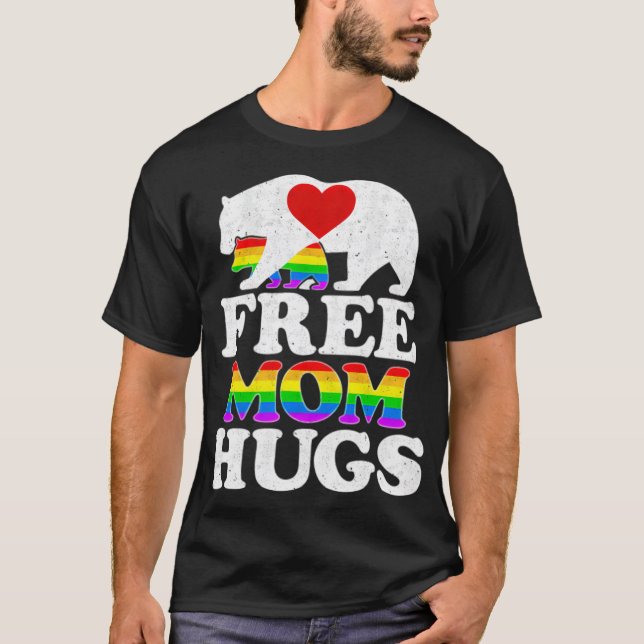 Camiseta Free Mom Hugs Women Lgbt Pride Mama Bear Gift Tee  (Anverso)