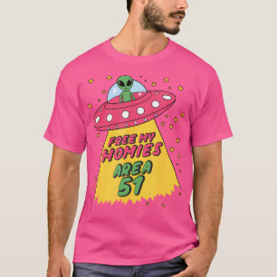 Camiseta Free My Homies Area 51 Retro Green Face Alien Funn