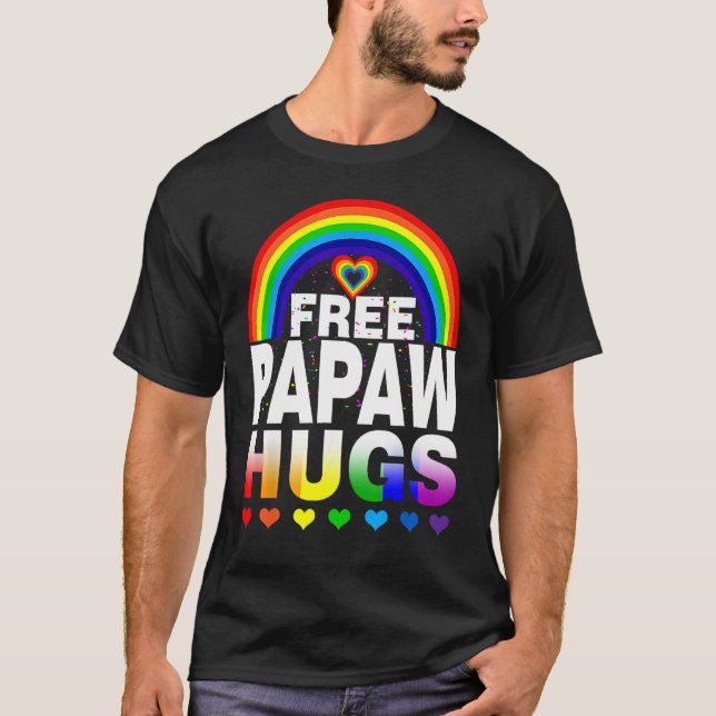 Camiseta Free Papaw Hugs Free Dad Hugs Rainbow Gay Pride (Anverso)