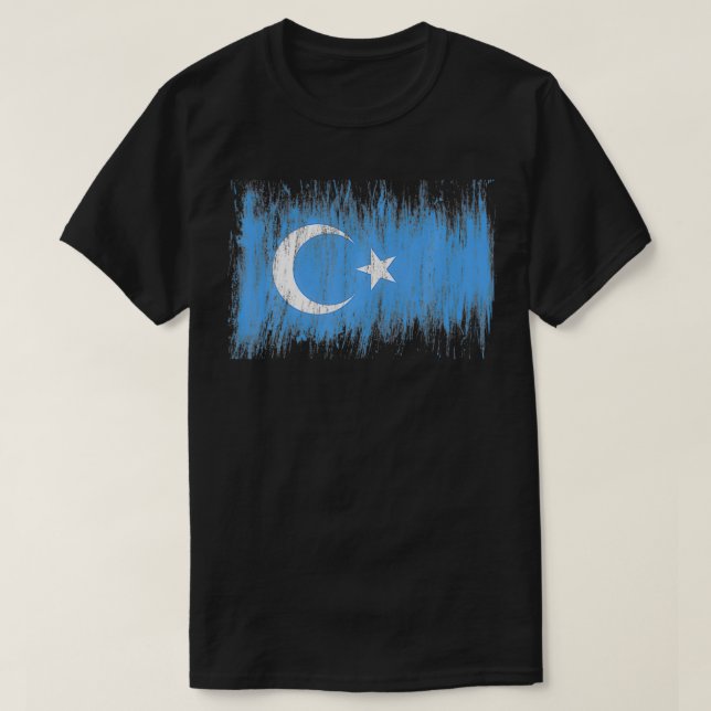 CAMISETA FREE THE UYGHURS UIGHUR FLAG EAST TURKESTAN XINJIA (Diseño del anverso)