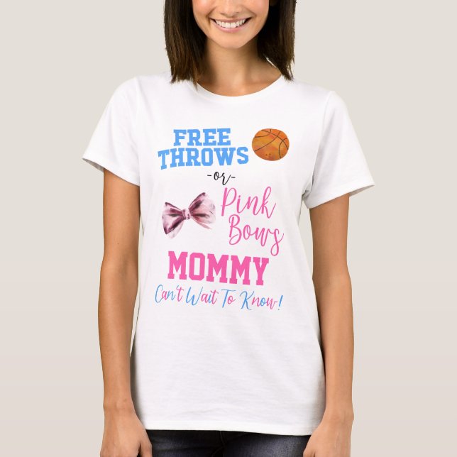 Camiseta Free Throws or Pink Bows Basketball Gender Reveal (Anverso)