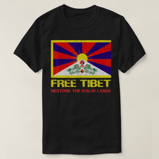 Camiseta Free Tibet Tibetan Flag Emblem Restore The Dalai L (Diseño del anverso)