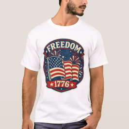 Camiseta Freedom 1776 American Flag Patriotic Badge