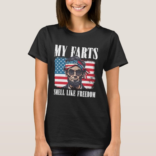 Camiseta Freedom American Flag 4th Of July Independence Abe (Anverso)