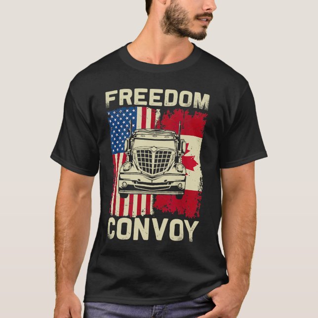 Camiseta Freedom Convoy 2022 Support Canadian Truckers Mand (Anverso)
