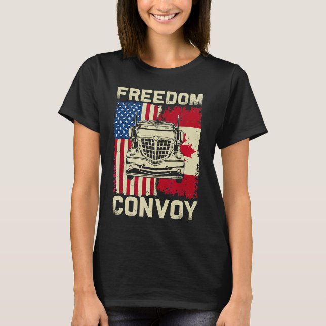Camiseta Freedom Convoy 2022 Support Canadian Truckers Mand (Anverso)