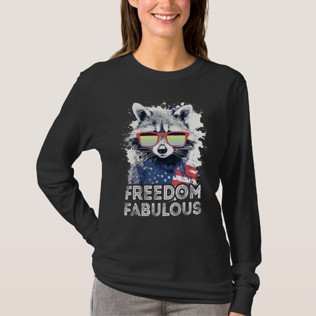 Camiseta Freedom Fabulous  Raccoon Cassgender Sunglasses Fl (Anverso)