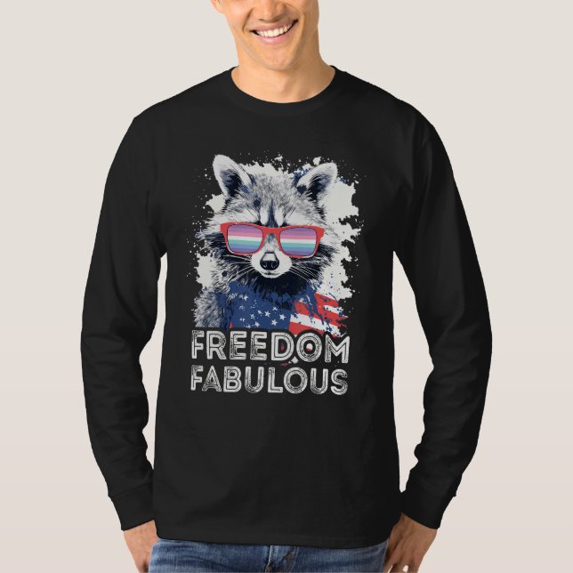 Camiseta Freedom Fabulous  Raccoon Genderfrith Sunglasses F (Anverso)