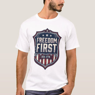 Camiseta Freedom First USA 1776 Patriotic Shield D