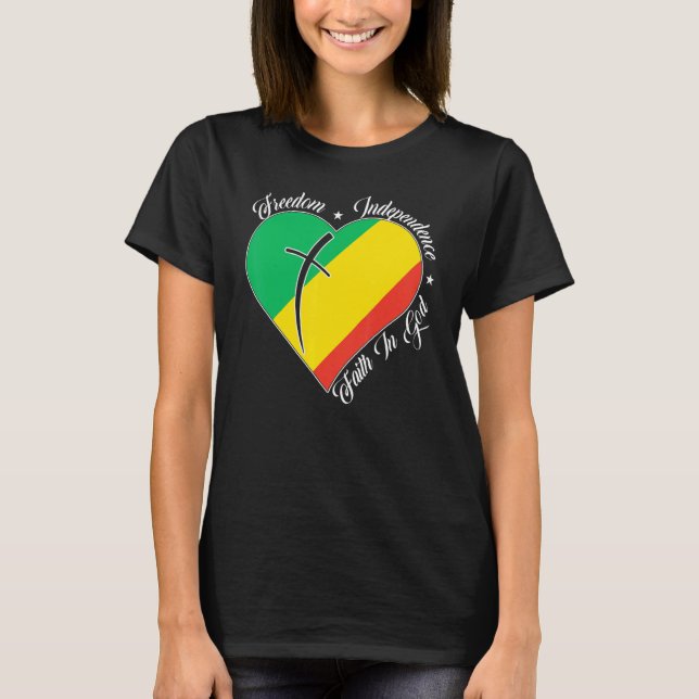 Camiseta Freedom Independence Faith In God  Christian Congo (Anverso)