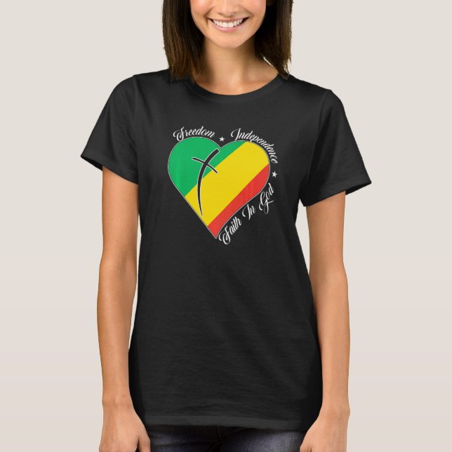 Camiseta Freedom Independence Faith In God  Christian Congo (Anverso)
