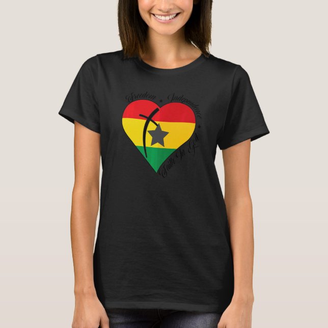 Camiseta Freedom Independence Faith In God  Christian Ghana (Anverso)