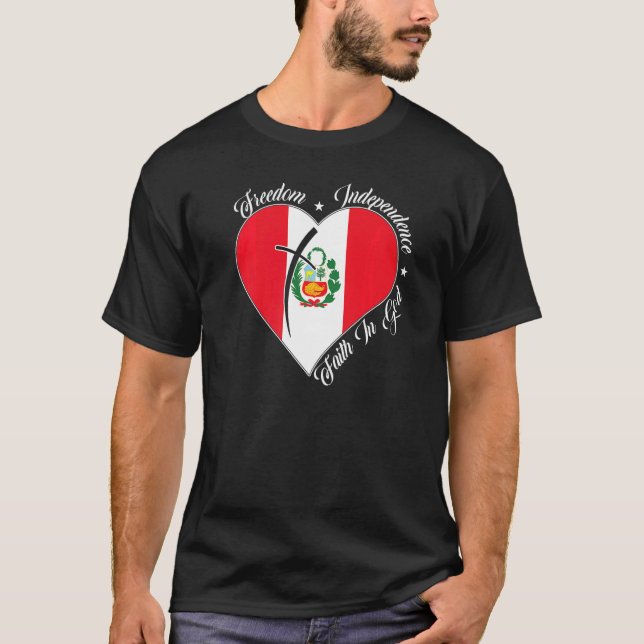 Camiseta Freedom Independence Faith In God  Christian Peru (Anverso)