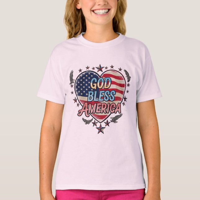 Camiseta Freedom’s Prayer  God Bless America T-shirt desig (Anverso)