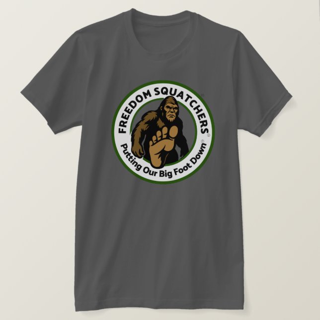 Camiseta Freedom Squatchers "Big Foot Down" (Anverso del diseño)