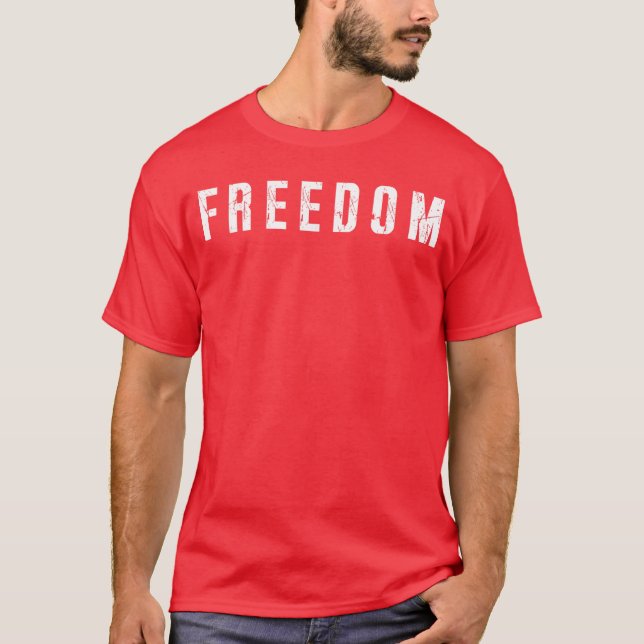 Camiseta Freedom Text Minimalist Design Bold Typography Gra (Anverso)
