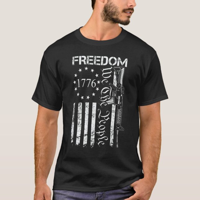 Camiseta Freedom   We The People Ar15 Usa Flag Pro Gun (Anverso)