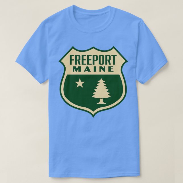 Camiseta Freeport Maine Retro Pine Tree Shield Tan (Diseño del anverso)
