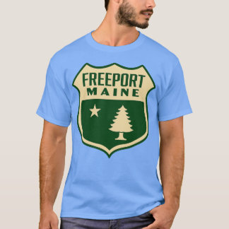 Camiseta Freeport Maine Retro Pine Tree Shield Tan