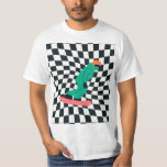 Camiseta Freerid Snowboarder En Green Suit Checkpoint<br><div class="desc">ilustracion de Guay caprichoso arte de coloridos snowboard,  snowboard downhill in mountain,  on new snow en polvo. Snowboard y deportes al aire libre de Navidad. Regalos de Snowboard. Regalos del equipo de Snowboard. Retro rebajó los cheques de snowboard a cuadros.</div>