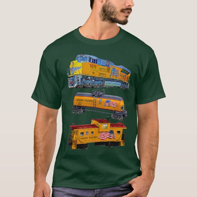 Camiseta Freight Train Engine Tanker Caboose (Anverso)