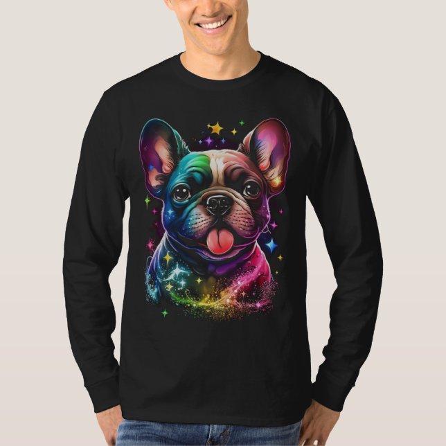 Camiseta French Bulldog 80s Sunset Vintage Retro Style (Anverso)