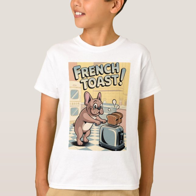 Camiseta French Bulldog Breakfast Cartoon Art (Anverso)