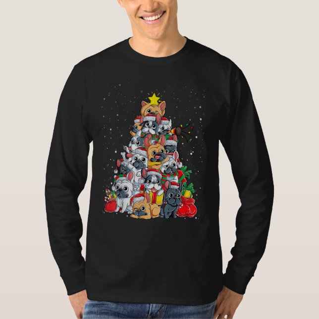 Camiseta French Bulldog Christmas Tree Dog Santa Christmas  (Anverso)