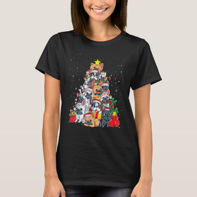 Camiseta French Bulldog Christmas Tree Dog Santa Christmas  (Anverso)