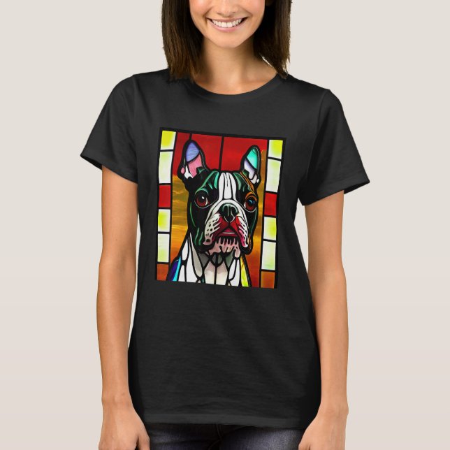 Camiseta French Bulldog - Colorful Stained Glass Pop Art_1 (Anverso)