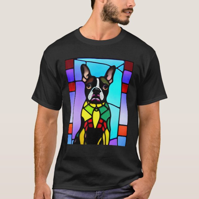 Camiseta French Bulldog - Colorful Stained Glass Pop Art_4 (Anverso)
