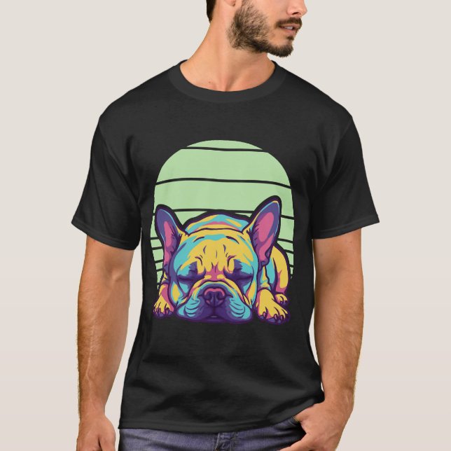 Camiseta french bulldog colorido durmiendo (Anverso)