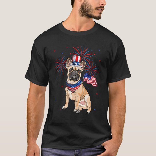 Camiseta French Bulldog Costume American Flag 4th Of July F (Anverso)