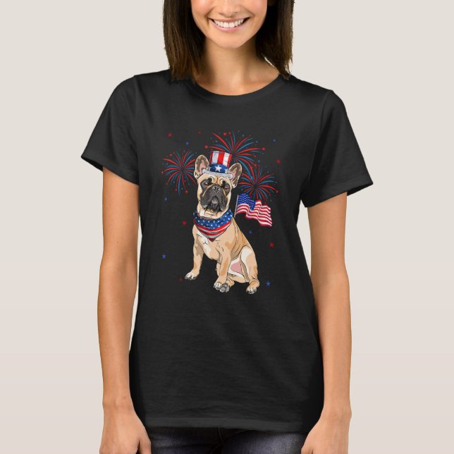 Camiseta French Bulldog Costume American Flag 4th Of July F (Anverso)