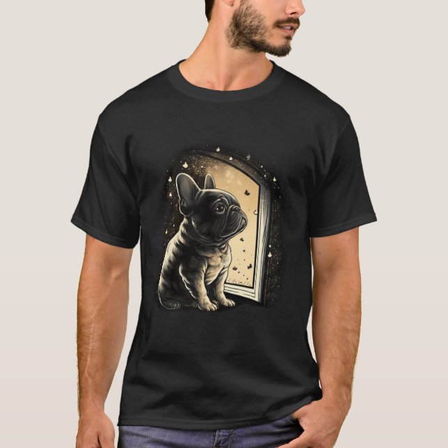 Camiseta French Bulldog Cute Frenchie Dog at Night (Anverso)