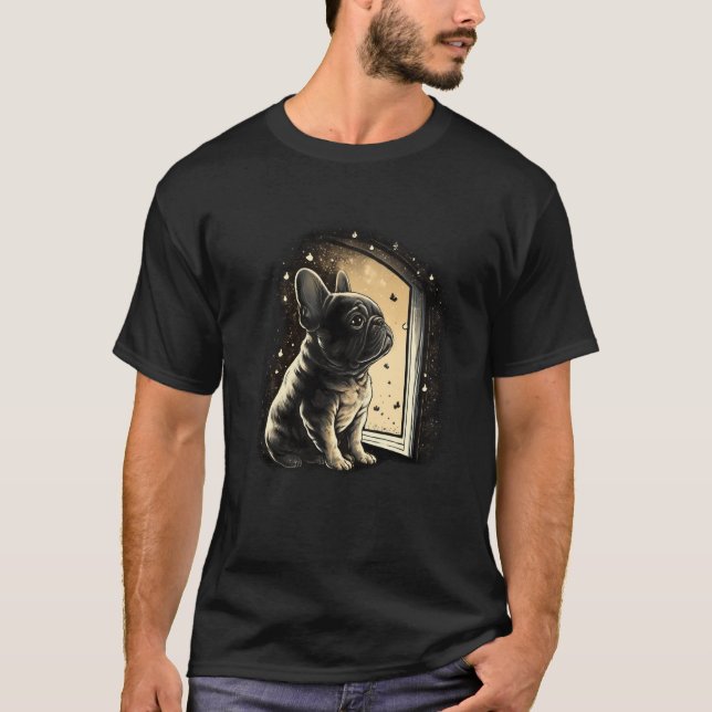Camiseta French Bulldog Cute Frenchie Dog at Night (Anverso)