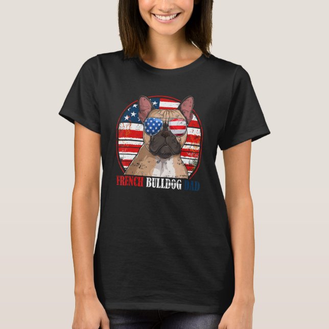 Camiseta French Bulldog Dad Retro American Flag Patriotic S (Anverso)